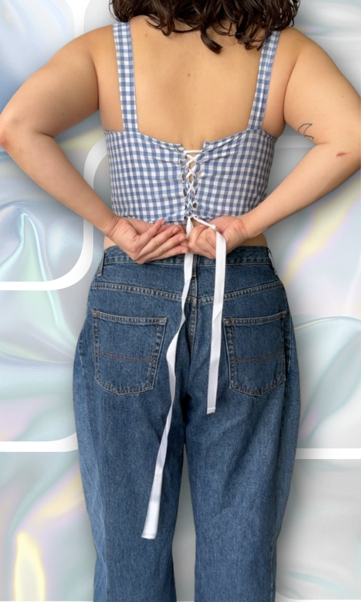 Corset vichy bleu