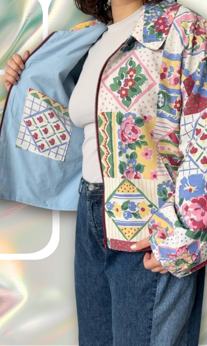 Veste légère en tissu effet patchwork